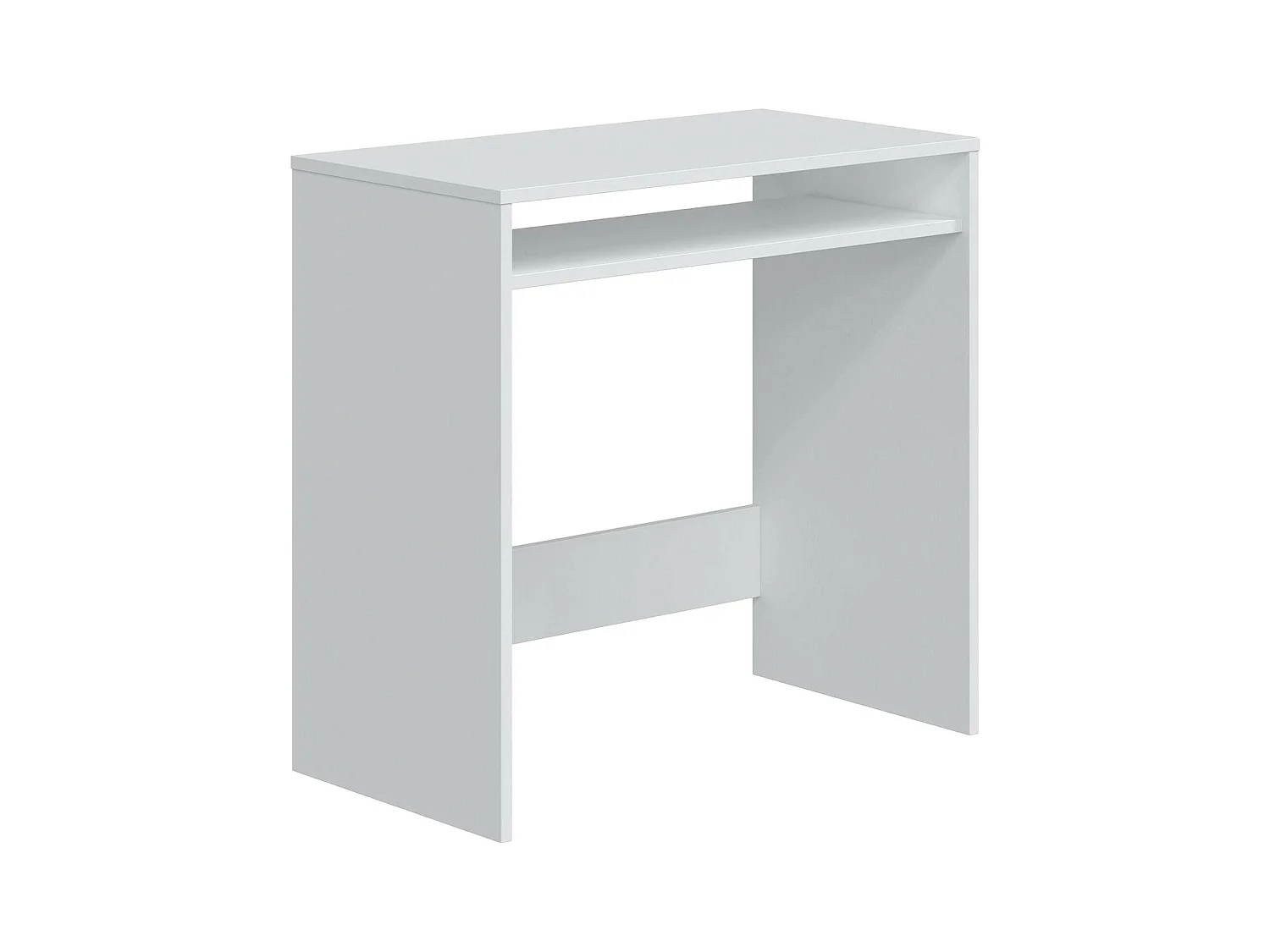 Dmachi bureau, Lineair bureau met vaste plank, Studeer- of kantoortafel voor pc, 79x43h78 cm, Wit