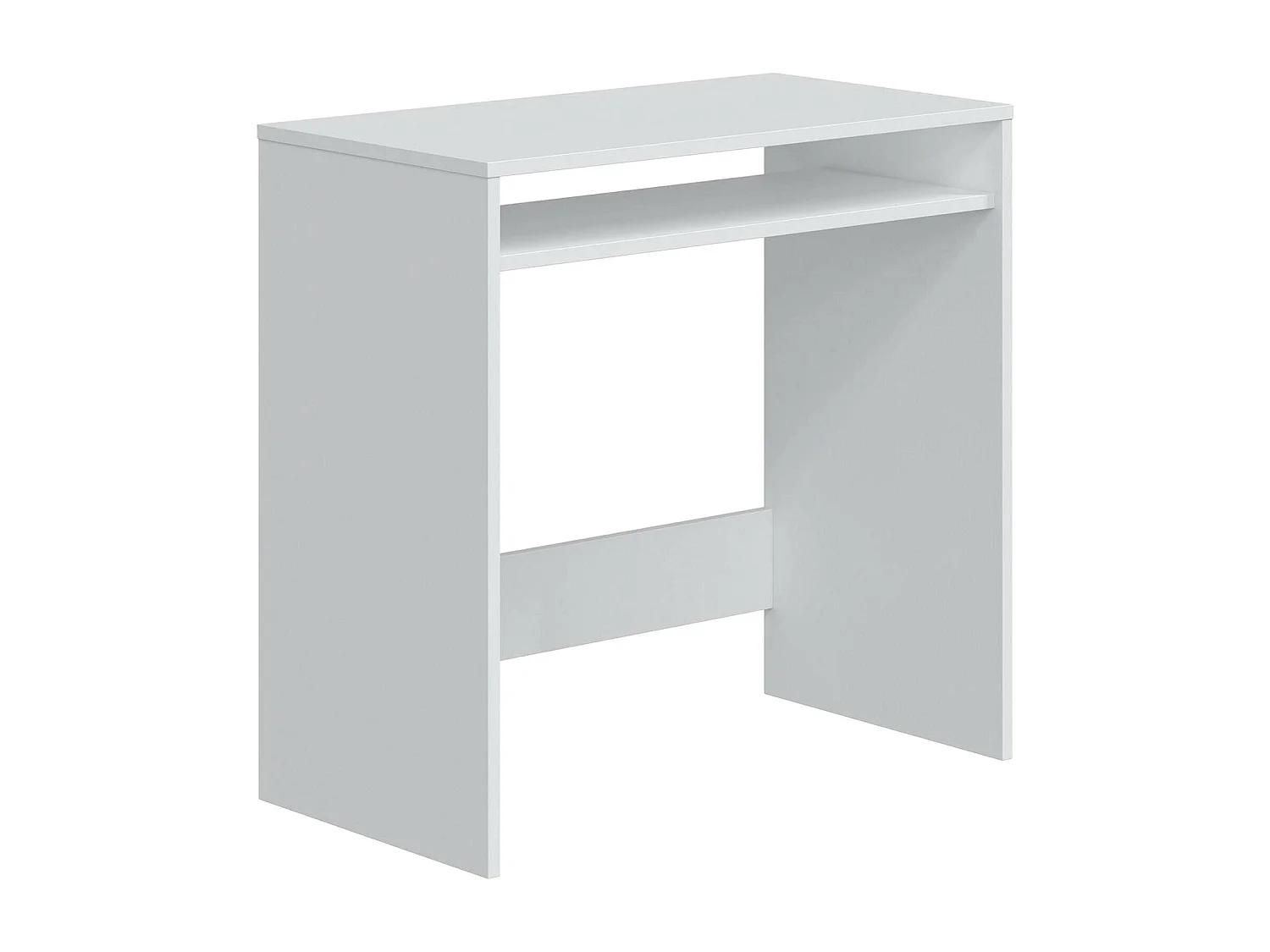 Bureau Dmachi, Bureau linéaire avec étagère fixe, Table d'étude ou de bureau pour PC, 79x43h78 cm, Blanc