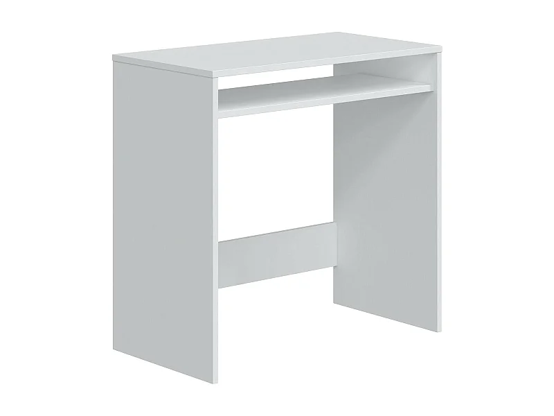 Escritorio Dmachi, Escritorio lineal con balda fija, Mesa de estudio u oficina para PC, 79x43h78 cm, Blanco