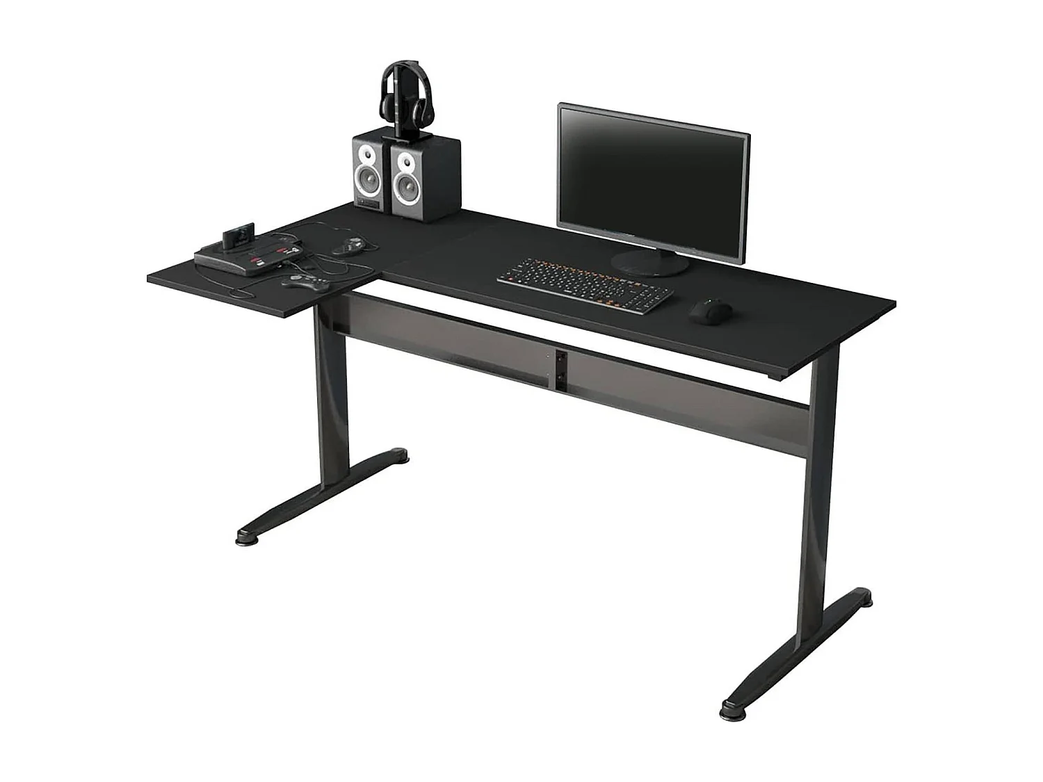 Rute Desk, Mesa de canto, Mesa de escritório multiuso, Mesa de trabalho que economiza espaço, 80x140h75 cm, Preto