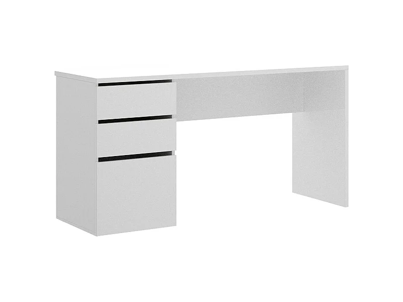 Bureau Lagoni, Bureau polyvalent pour le bureau ou la chambre, Table d'étude linéaire avec 2 tiroirs et 1 porte, 139x60h75 cm, Blanc