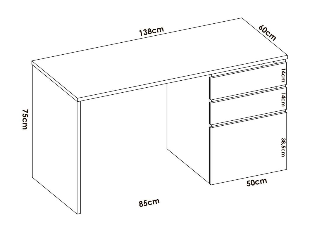 Secretária Lagoni, Secretária multiuso para escritório ou quarto, Mesa de estudo linear com 2 gavetas e 1 porta, 139x60h75 cm, Branco
