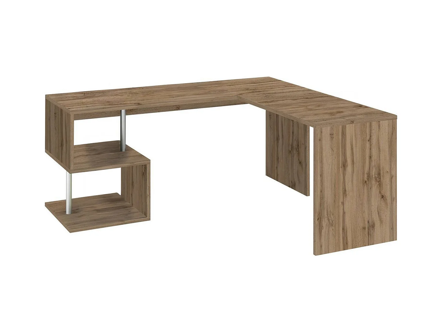Bureau Sasha, Bureau d'angle PC, Table de bureau polyvalente, Bureau gain de place multi-positions, 100% Made in Italy, 160x60h78 cm, Chêne