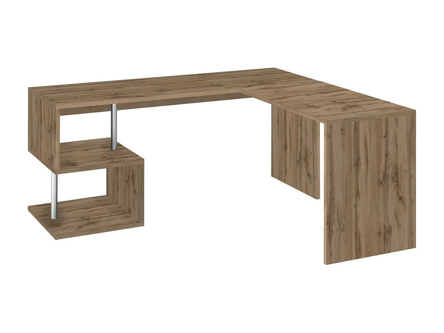 Bureau Sasha, Bureau d'angle PC, Table de bureau polyvalente, Bureau gain de place multi-positions, 100% Made in Italy, 160x60h78 cm, Chêne