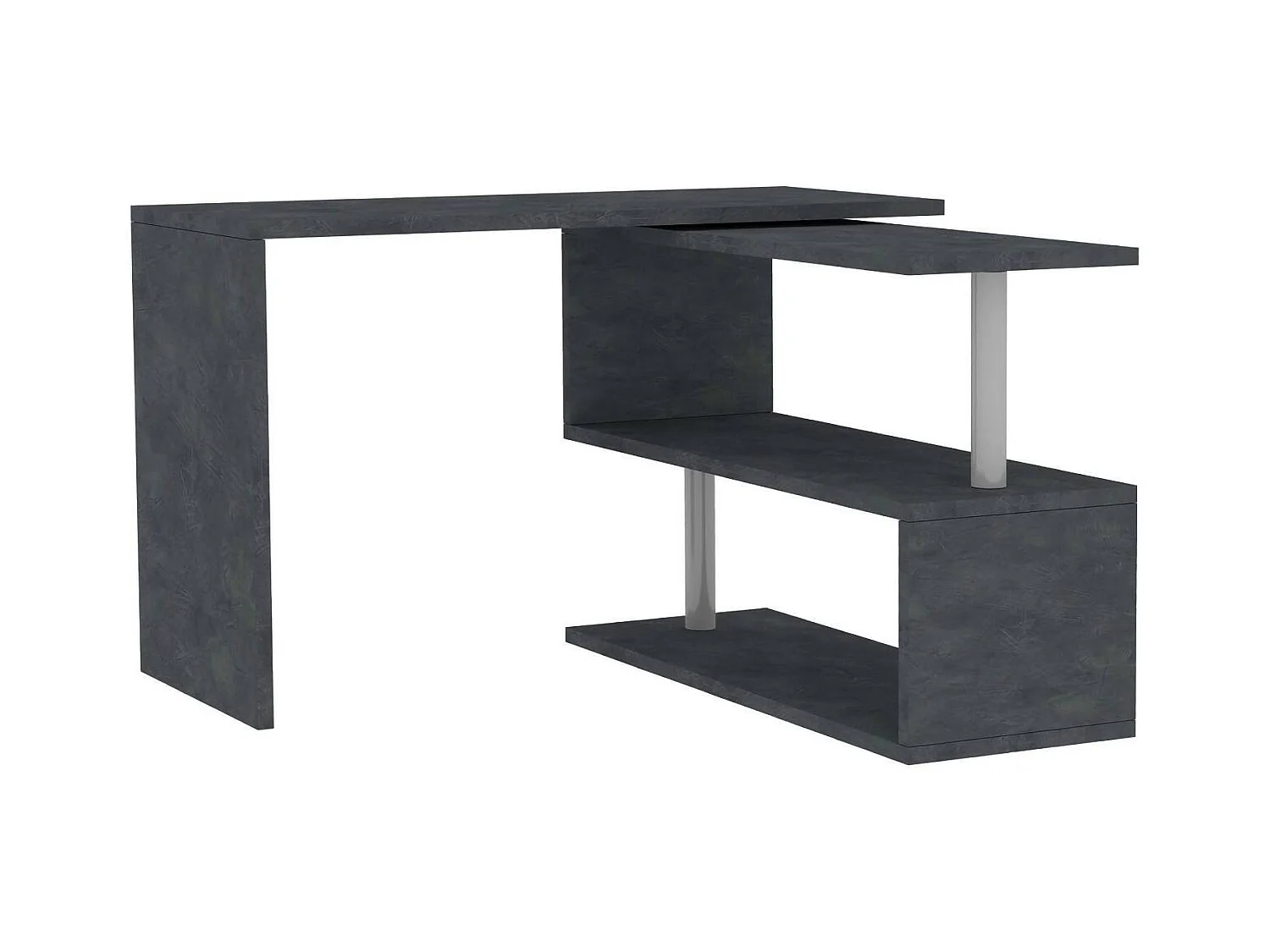 Bureau Candido, Bureau PC d'angle, Table de bureau polyvalente, Bureau gain de place multi-positions, 100% Made in Italy, 120x50h75 cm, Anthracite