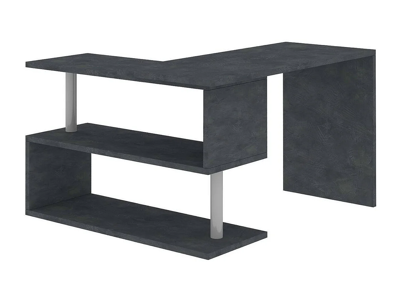 Bureau Candido, Bureau PC d'angle, Table de bureau polyvalente, Bureau gain de place multi-positions, 100% Made in Italy, 120x50h75 cm, Anthracite