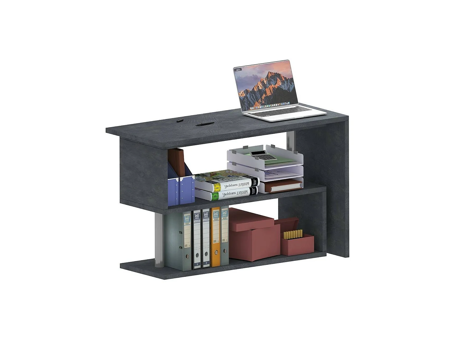 Bureau Candido, Bureau PC d'angle, Table de bureau polyvalente, Bureau gain de place multi-positions, 100% Made in Italy, 120x50h75 cm, Anthracite