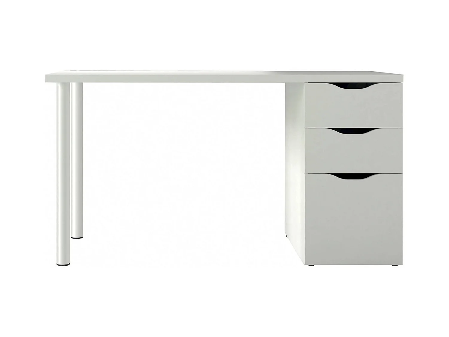 Bureau Philadelphia, Bureau réversible multifonctionnel, Table d'étude avec commode avec 2 tiroirs et 1 porte, 138x60h74 cm, Blanc