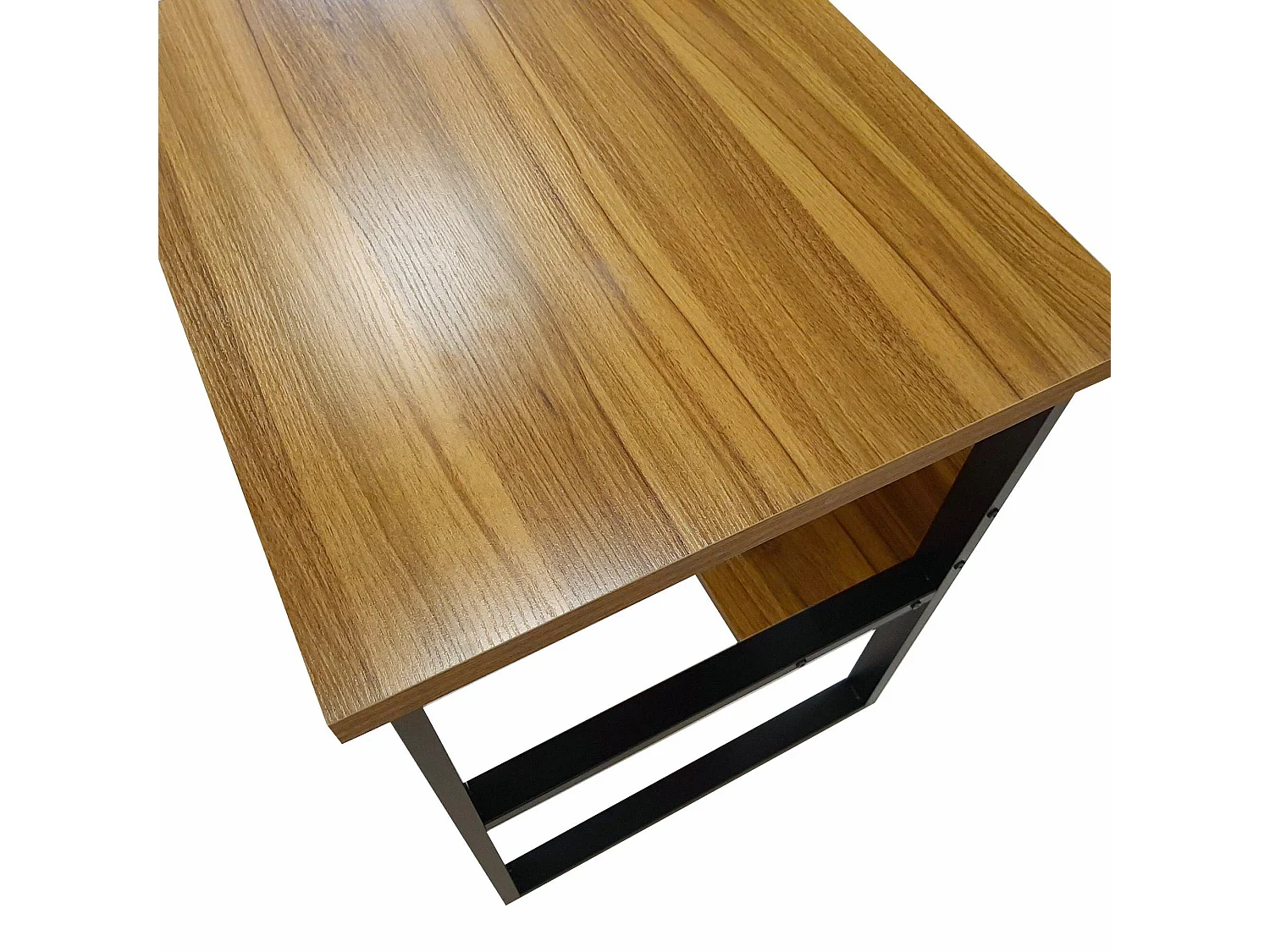 Dmora Bureau Villava 138,8x54,7x74h cm Zwart met Plank Bruin, Blad van Gefineerd Hout