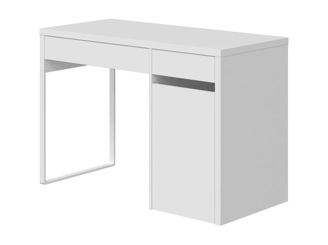 Kauf Unique Schreibtisch Dbaldin, Wendeschreibtisch mit 2 Schubladen und 1 Tür, Arbeits- oder Bürotisch für PC, 108x50h75 cm, Weiß