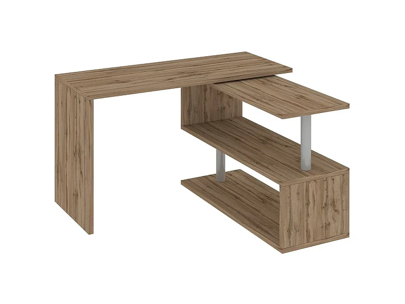 Candido bureau, Hoek PC-bureau, Multifunctionele kantoortafel, Ruimtebesparend bureau met meerdere posities, 100% Made in Italy, 120x50h75 cm, Eiken