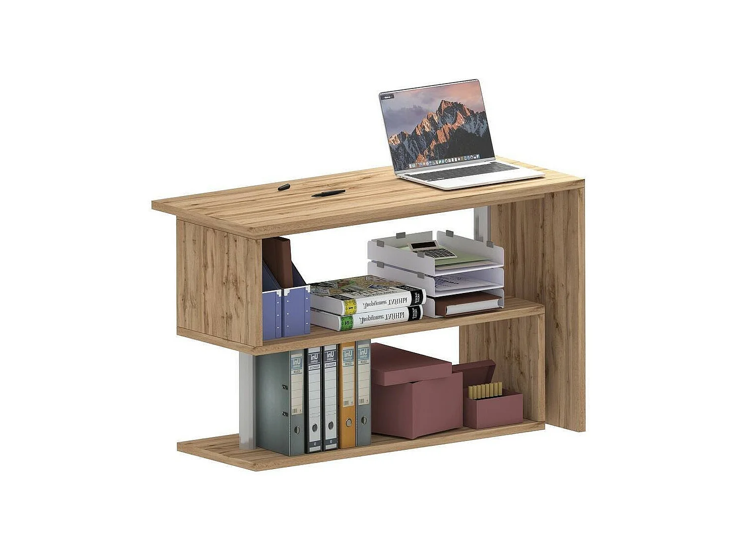 Bureau Candido, Bureau PC d'angle, Table de bureau polyvalente, Bureau gain de place multi-positions, 100% Made in Italy, 120x50h75 cm, Chêne