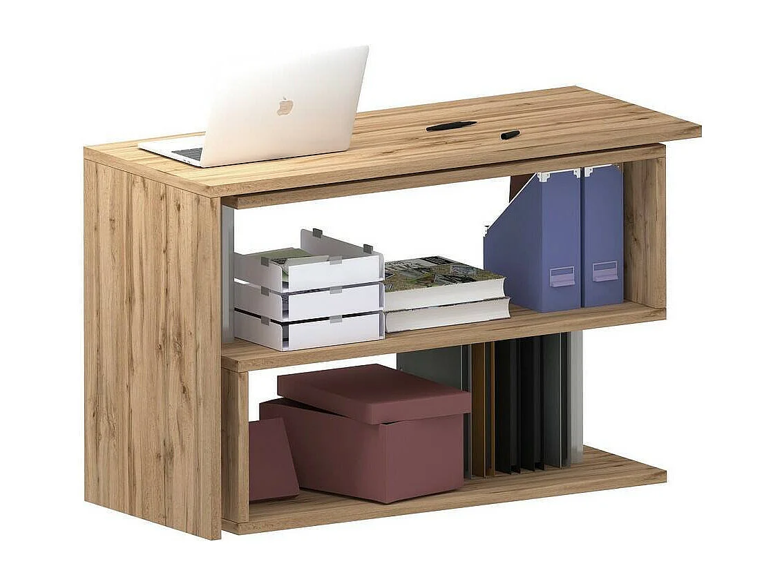 Bureau Candido, Bureau PC d'angle, Table de bureau polyvalente, Bureau gain de place multi-positions, 100% Made in Italy, 120x50h75 cm, Chêne
