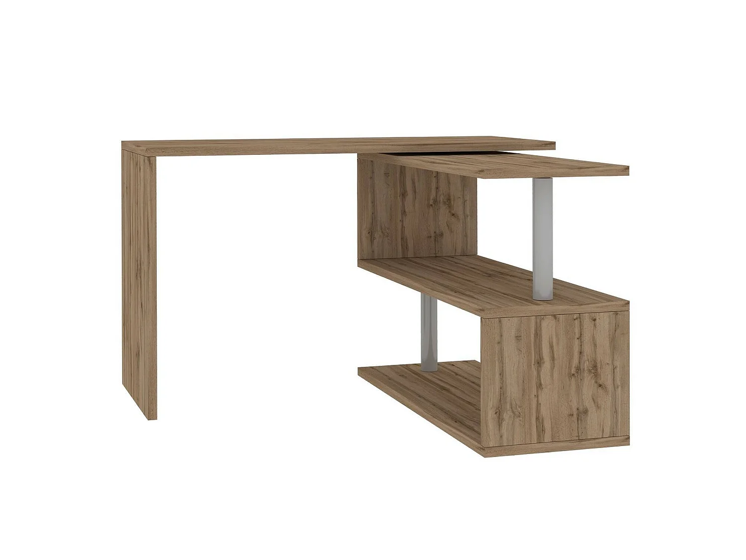 Bureau Candido, Bureau PC d'angle, Table de bureau polyvalente, Bureau gain de place multi-positions, 100% Made in Italy, 120x50h75 cm, Chêne