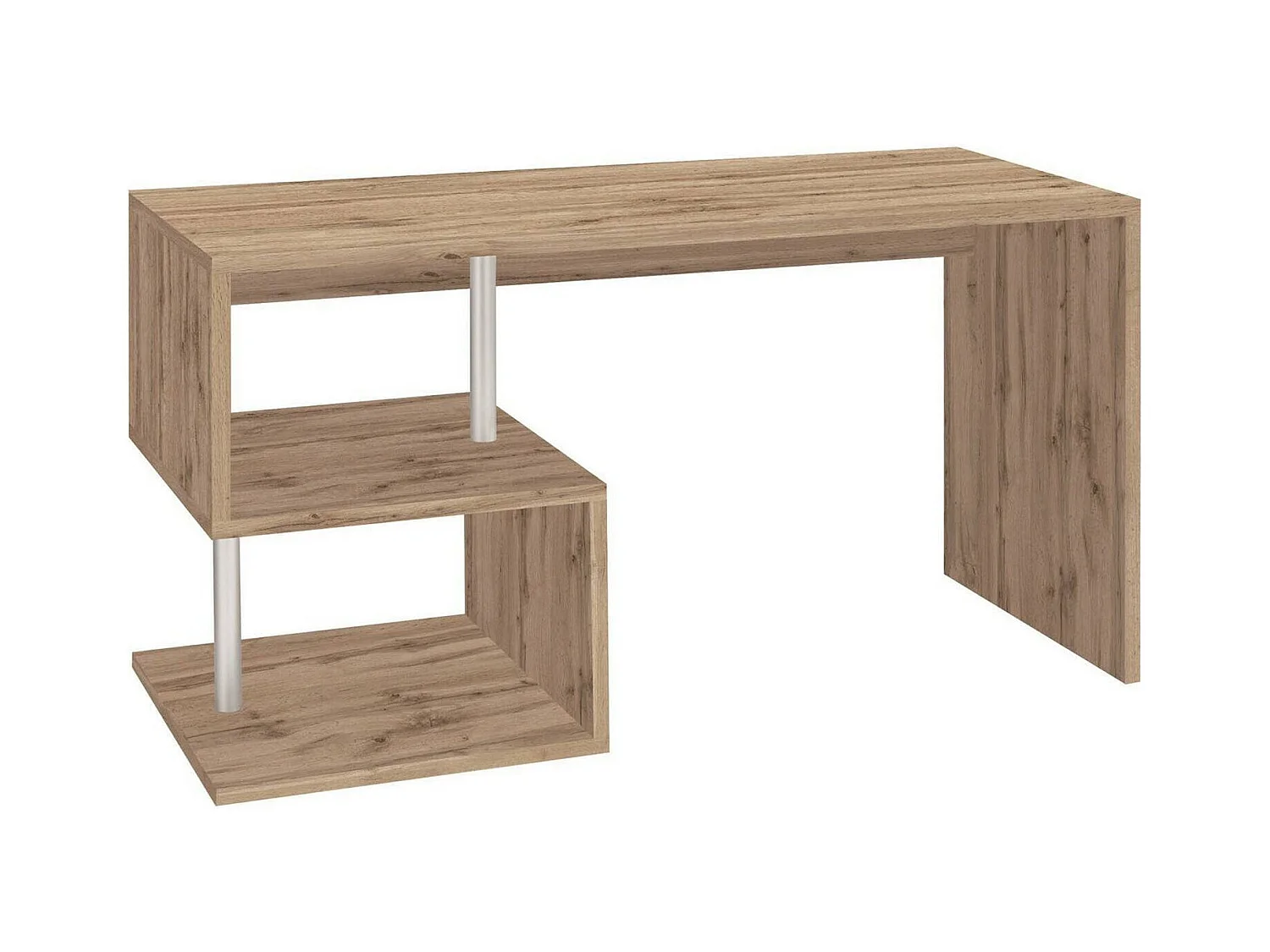 Bureau Valerio, Bureau PC Linéaire, Table de bureau polyvalente, Bureau gain de place multi-positions, 100% Made in Italy, 140x60h78 cm, Chêne