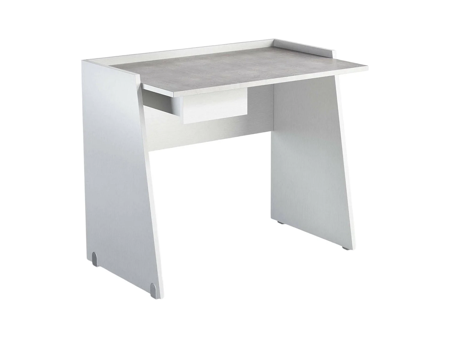 Bureau Darin, Bureau moderne avec tiroir, Table d'étude ou de bureau, Porte-livre PC, 100% Made in Italy, 90x60h80 cm, Blanc et Ciment