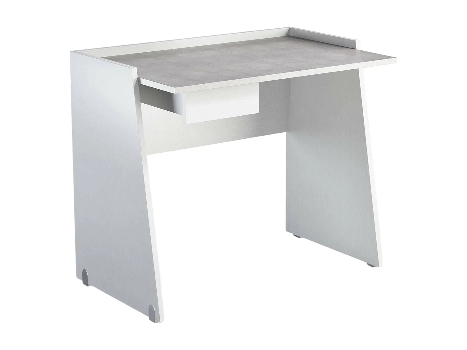 Darin bureau, Modern bureau met lade, Studeer- of kantoortafel voor pc, boekenhouder, 100% Made in Italy, 90x60h80 cm, Wit en Cement