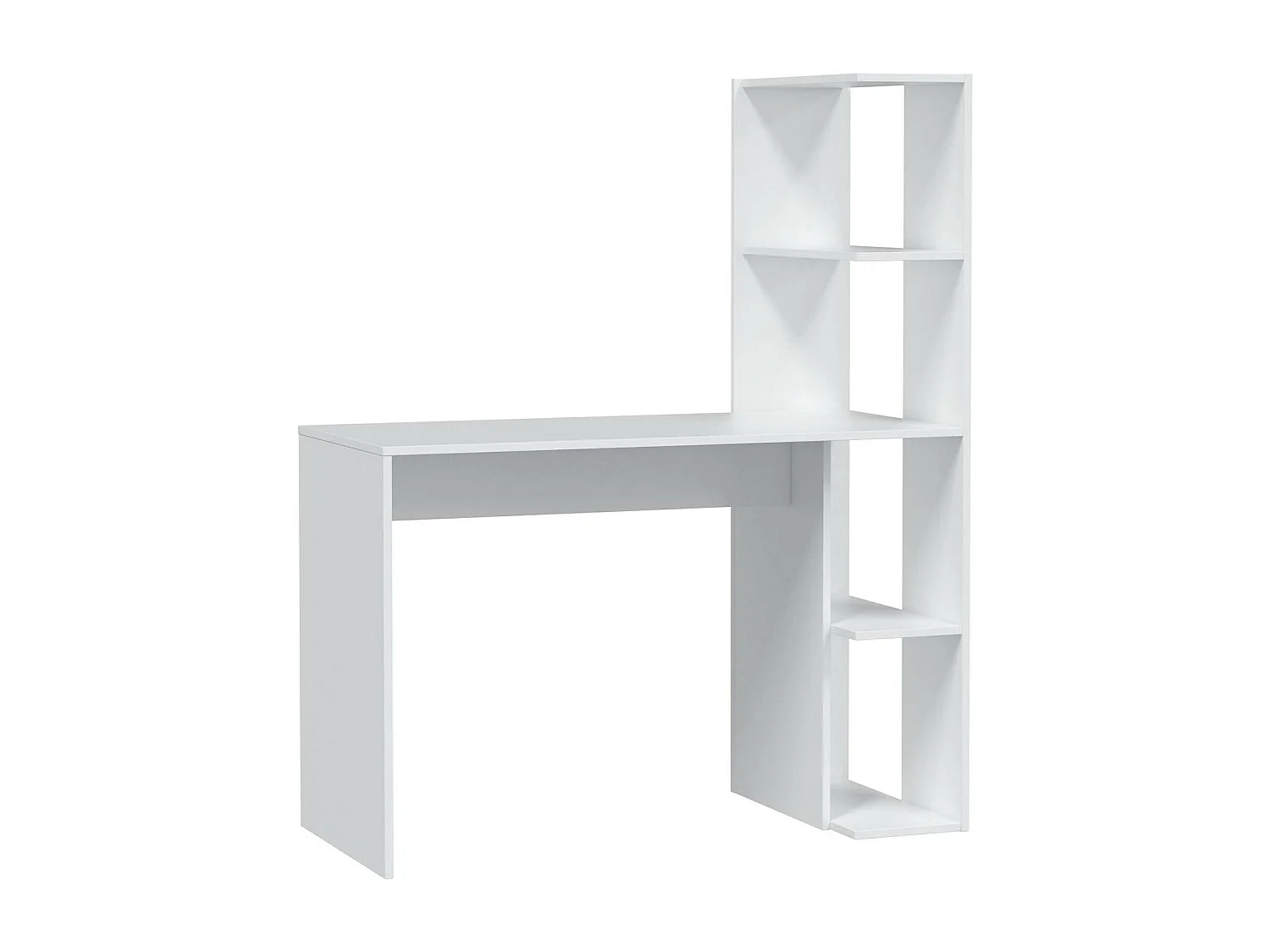 Dmora Scrivania Pittston 50x110x136h cm Bianco 4 Ripiani Modulabile, con Libreria