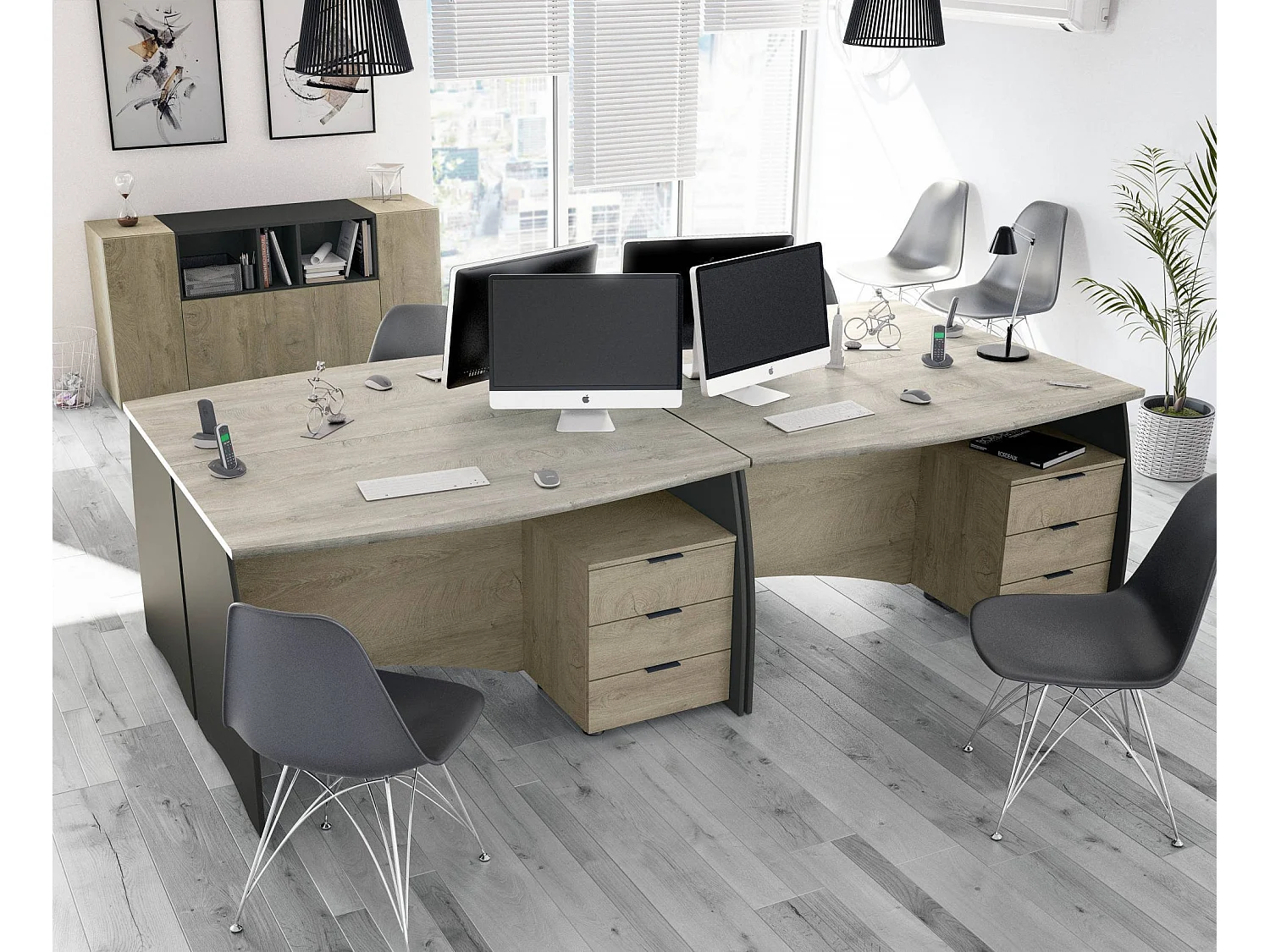 Scrivania Azziz, 3 Cassetti, 67x136x74h cm Nero Antracite