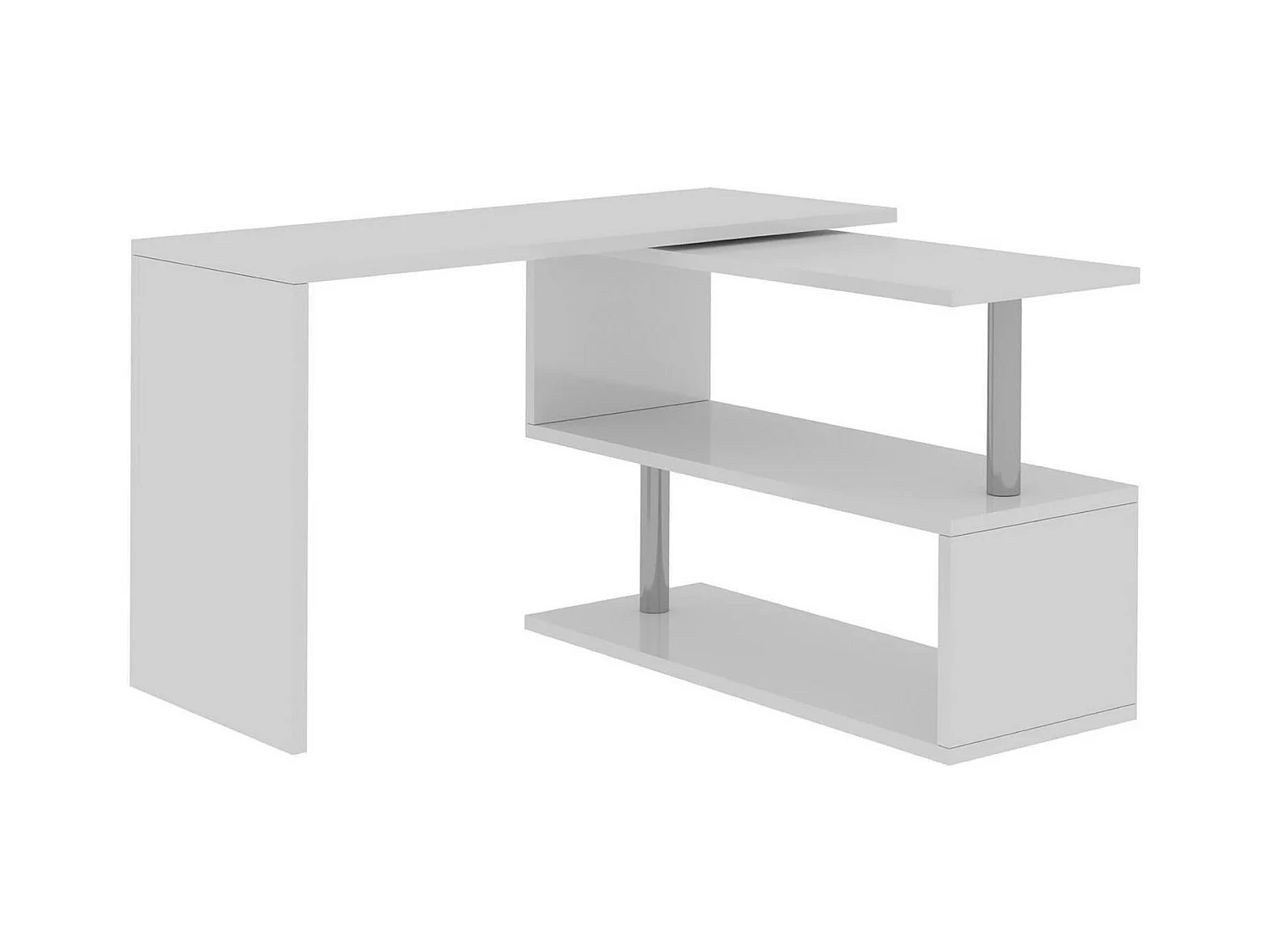 Bureau Candido, Bureau PC d'angle, Table de bureau polyvalente, Bureau multi-positions gain de place, 100% Made in Italy, 120x50h75 cm, Blanc brillant