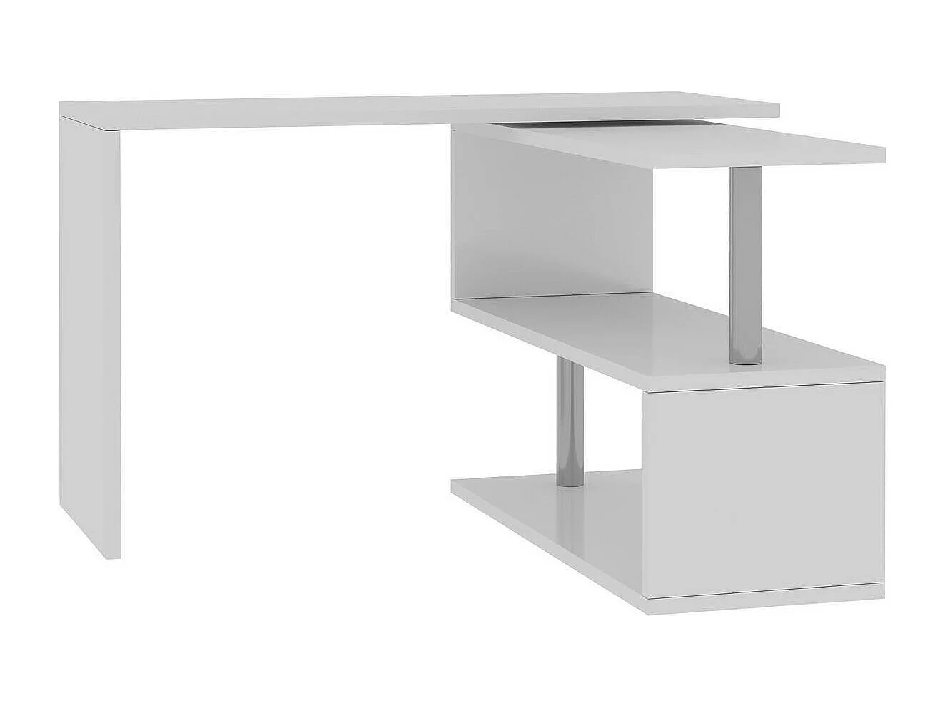 Bureau Candido, Bureau PC d'angle, Table de bureau polyvalente, Bureau multi-positions gain de place, 100% Made in Italy, 120x50h75 cm, Blanc brillant