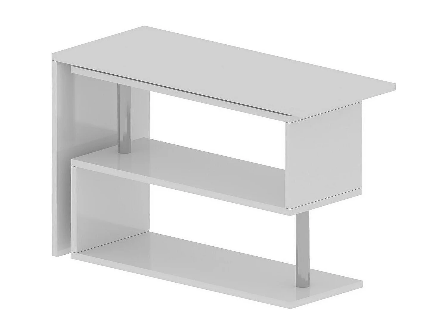 Dmora Scrivania Candido 50x120x75h cm Bianco Lucido Modulabile 2 Cassetti, Angolare Made in Italy