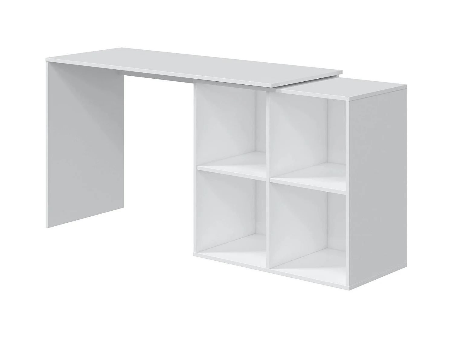 Bureau Revere, Bureau d'angle, Table de bureau polyvalente, Bureau multi-positions peu encombrant, 152x49h74 cm, Blanc