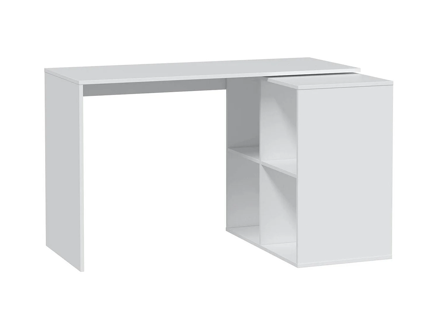 Bureau Revere, Bureau d'angle, Table de bureau polyvalente, Bureau multi-positions peu encombrant, 152x49h74 cm, Blanc