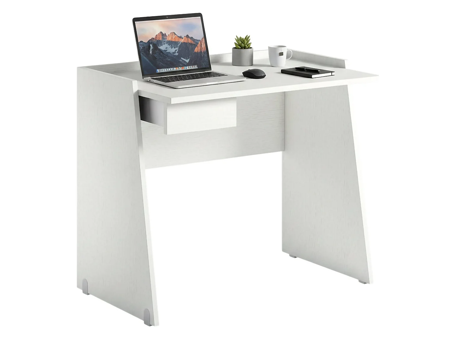Darin bureau, Modern bureau met lade, Studeer- of kantoortafel, PC-boekhouder, 100% Made in Italy, 90x60h80 cm, Wit