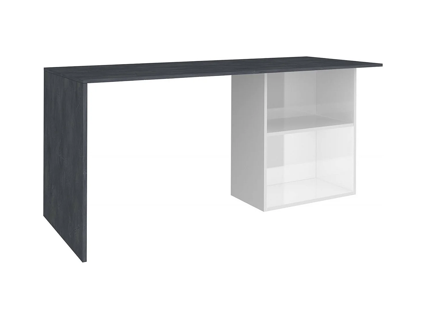 Dmait bureau, Lineair PC-bureau, Multifunctionele kantoortafel, Ruimtebesparend bureau, 100% Made in Italy, 110x50h75 cm, Glanzend wit en leisteen