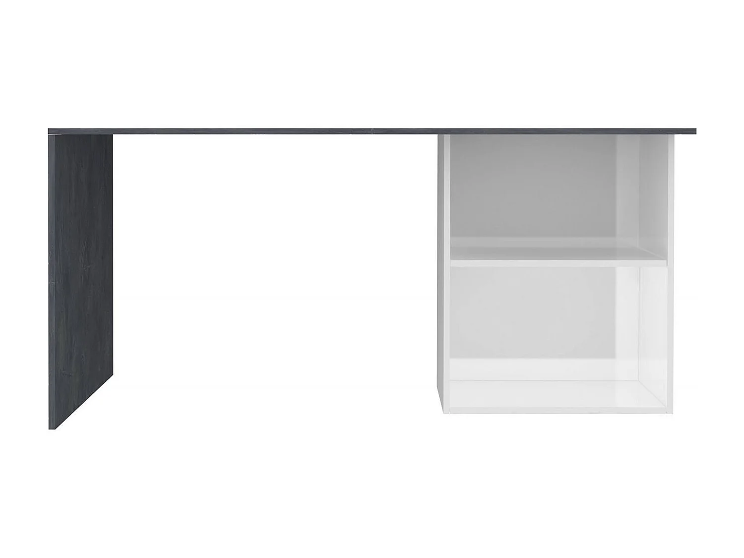 Dmait bureau, Lineair PC-bureau, Multifunctionele kantoortafel, Ruimtebesparend bureau, 100% Made in Italy, 110x50h75 cm, Glanzend wit en leisteen