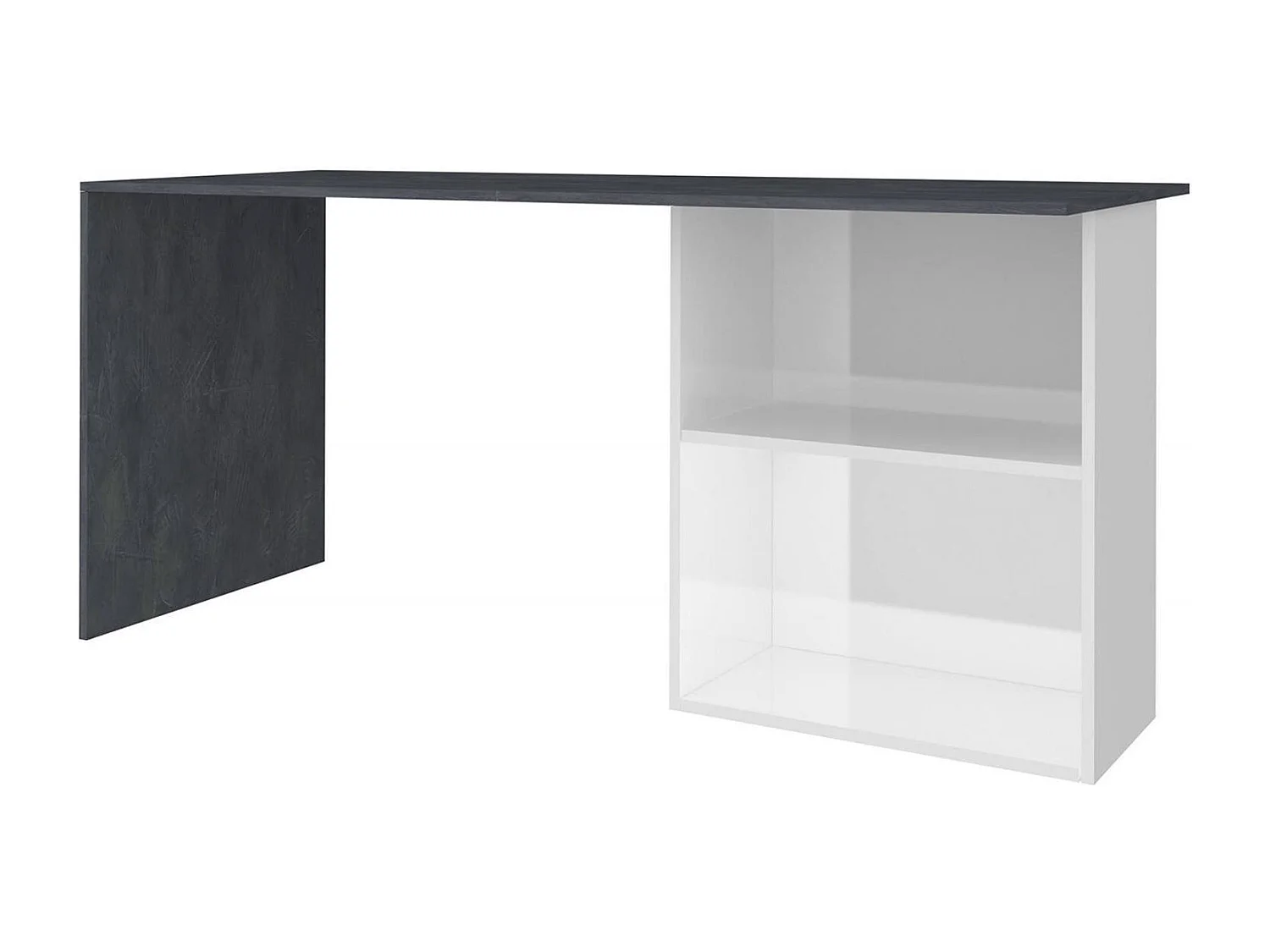Bureau Dmait, Bureau PC Linéaire, Table de bureau polyvalente, Bureau peu encombrant, 100% Made in Italy, 110x50h75 cm, Blanc brillant et ardoise