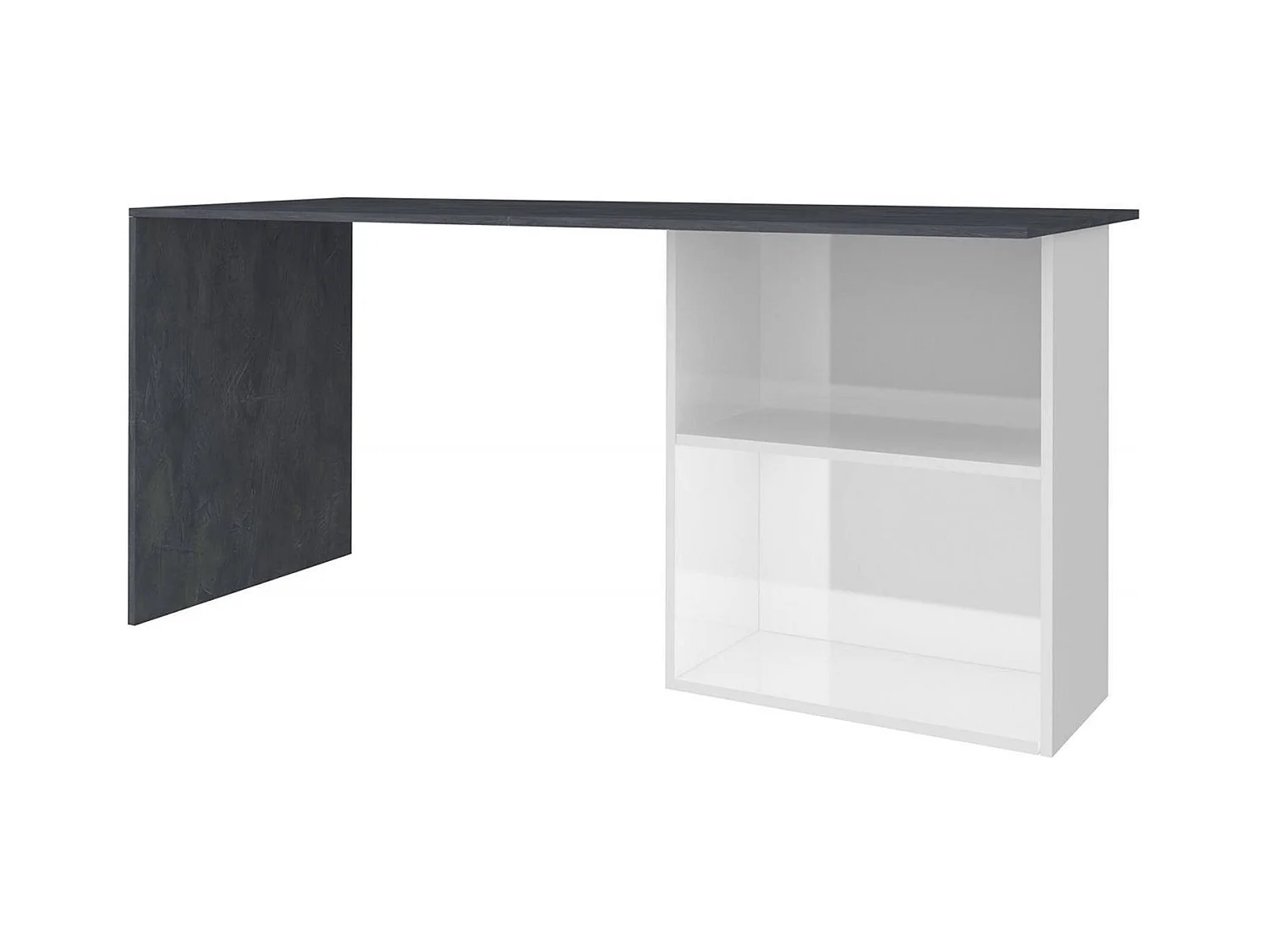 Bureau Dmait, Bureau PC Linéaire, Table de bureau polyvalente, Bureau peu encombrant, 100% Made in Italy, 110x50h75 cm, Blanc brillant et ardoise