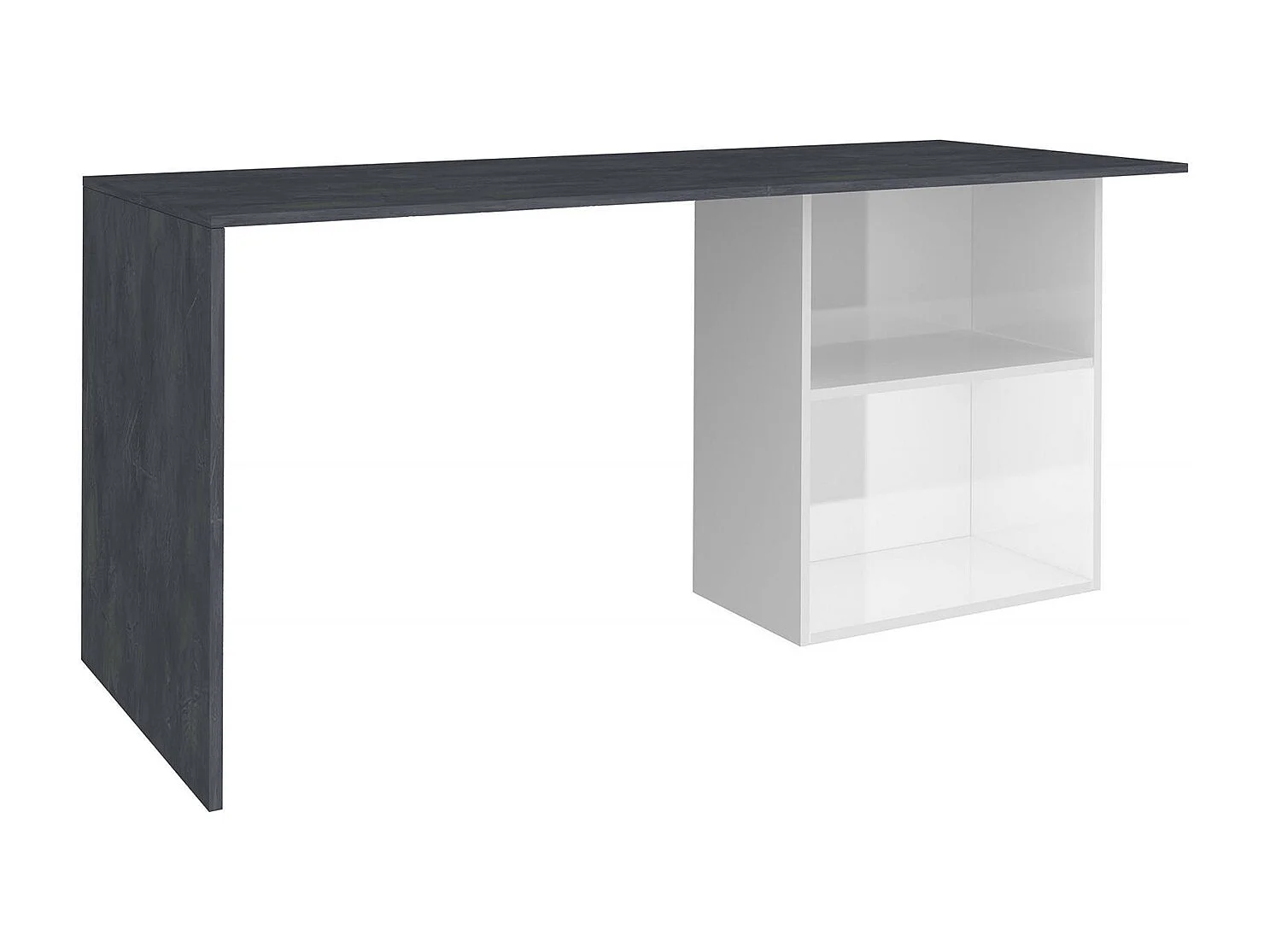 Mesa Dmait, Mesa Linear para PC, Mesa de escritório multiuso, Mesa que economiza espaço, 100% Fabricado na Itália, 110x50h75 cm, Branco brilhante e ardósia