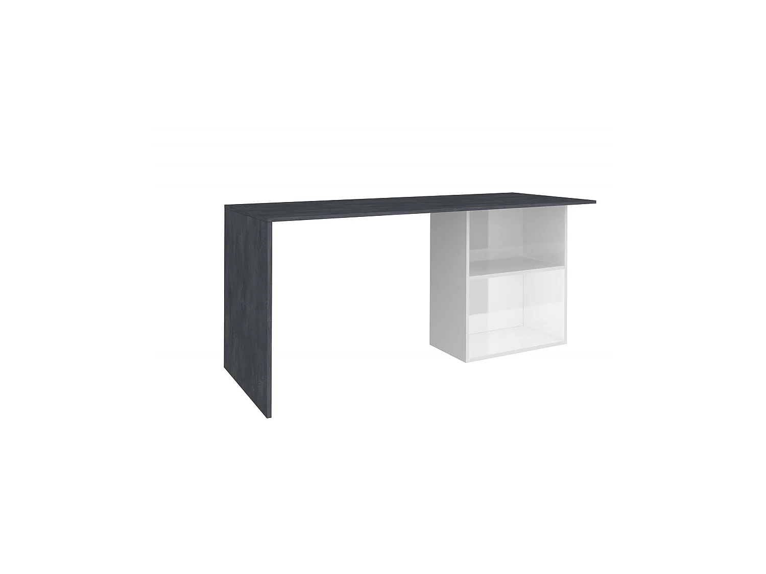 Dmait bureau, Lineair PC-bureau, Multifunctionele kantoortafel, Ruimtebesparend bureau, 100% Made in Italy, 110x50h75 cm, Glanzend wit en leisteen