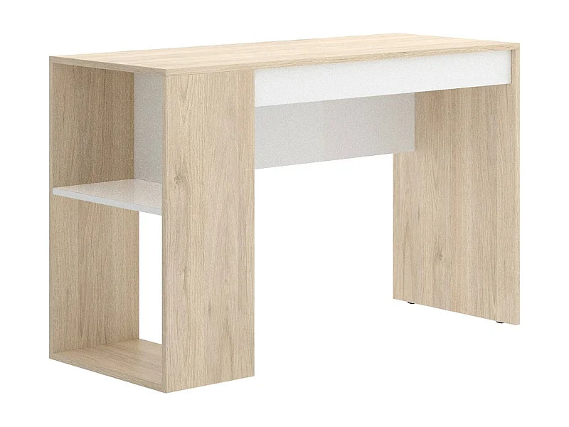 Dmora Scrivania Grigna 50x115x74h cm Bianco 3 Ripiani un Cassetto, Modulabile