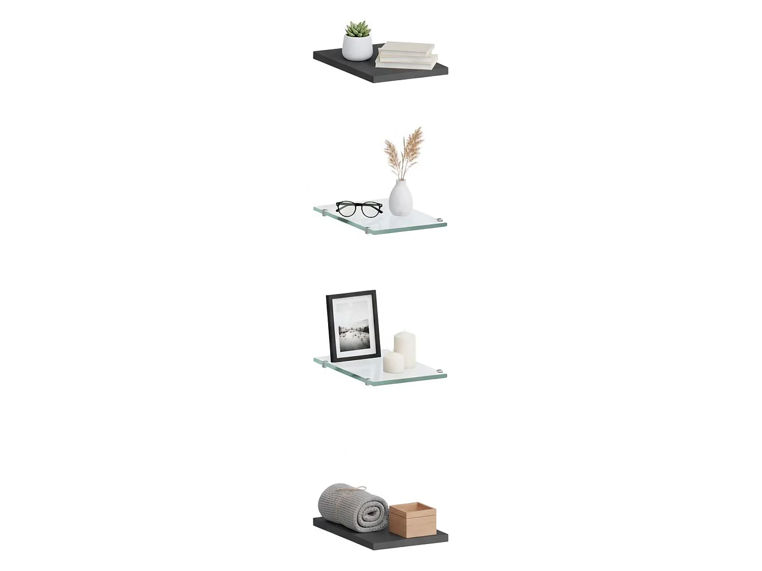 Etagère Emanuele, Etagères ouvertes, 100% Made in Italy, 20x27h2 cm, Anthracite