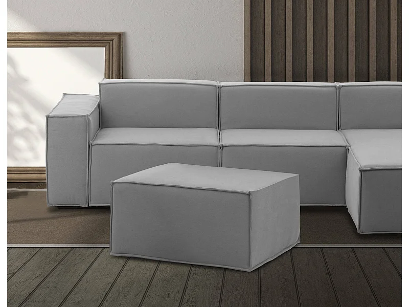 Talamo Italia Hocker Barbara 70x80x43h cm Grijs Afneembaar, Rechthoekig, Houten Frame, Made in Italy