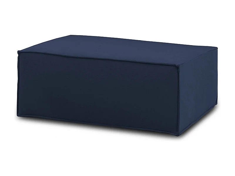 Puff Antonella, Ottomane im Wohnzimmer, 100% Made in Italy, Relaxsessel aus gepolstertem Stoff, Cm 100x70h43, Blau