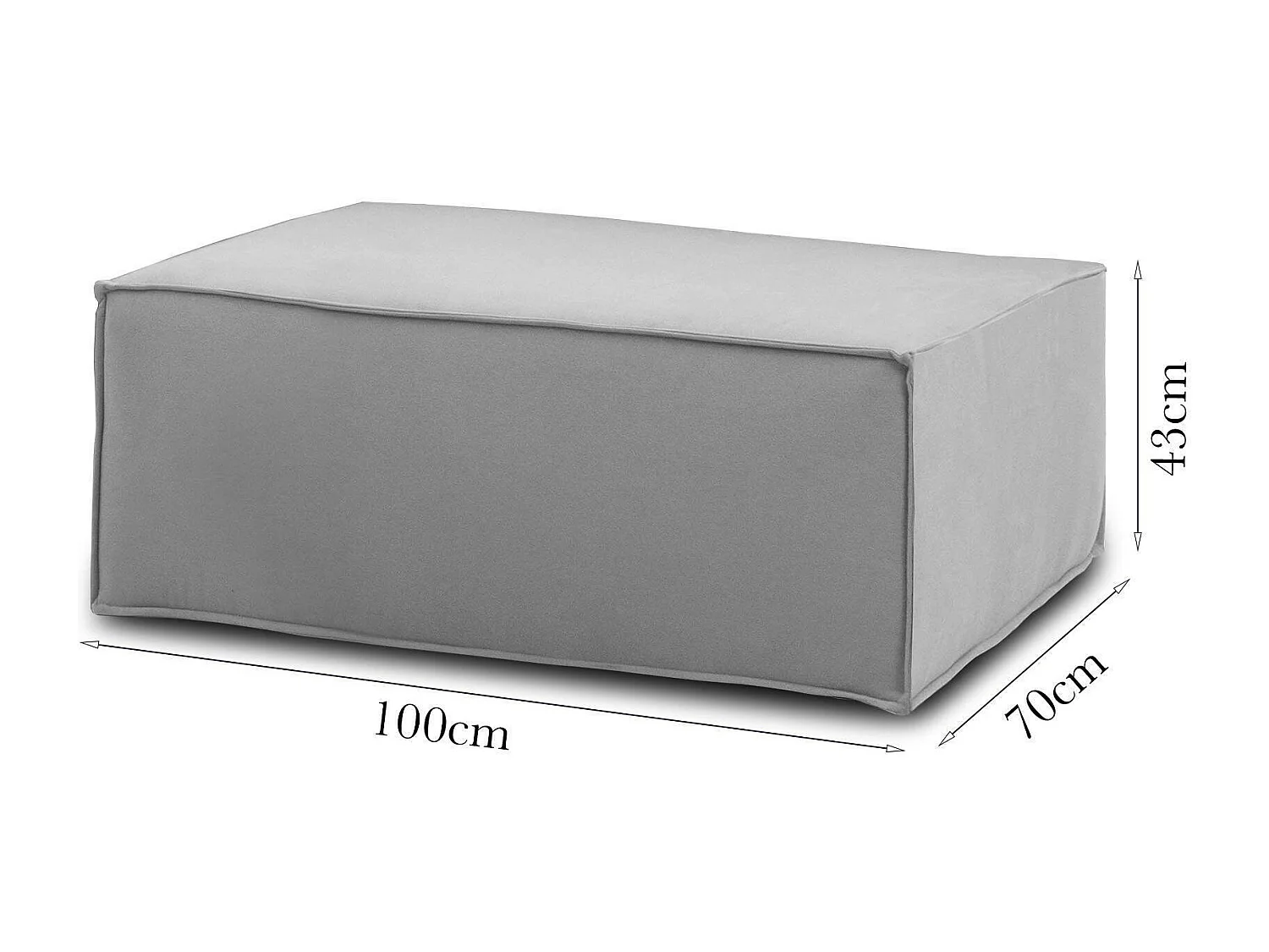 Pouf Antonella, Pouf de salon, Fauteuil relaxant en tissu rembourré, 100% Made in Italy, 100x70h43 cm, Gris