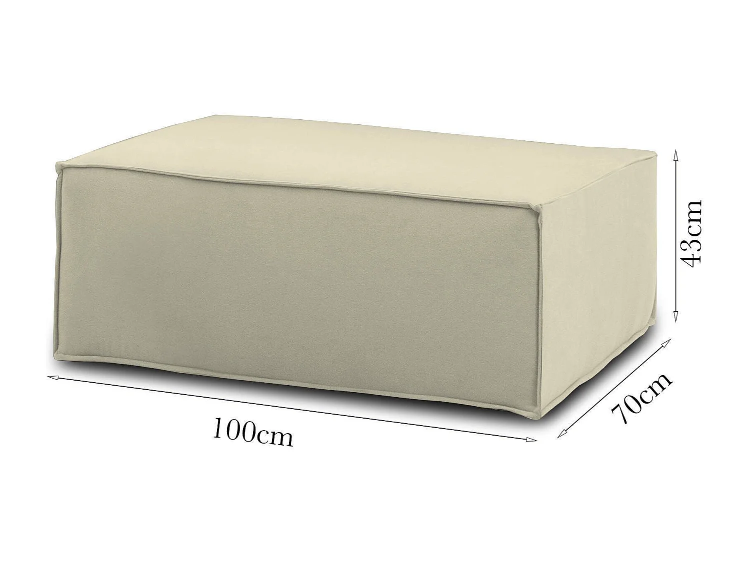 Pouf Antonella, Pouf da salotto, 100% Made in Italy, Poltroncina relax in tessuto imbottito, Cm 100x70h43, Beige