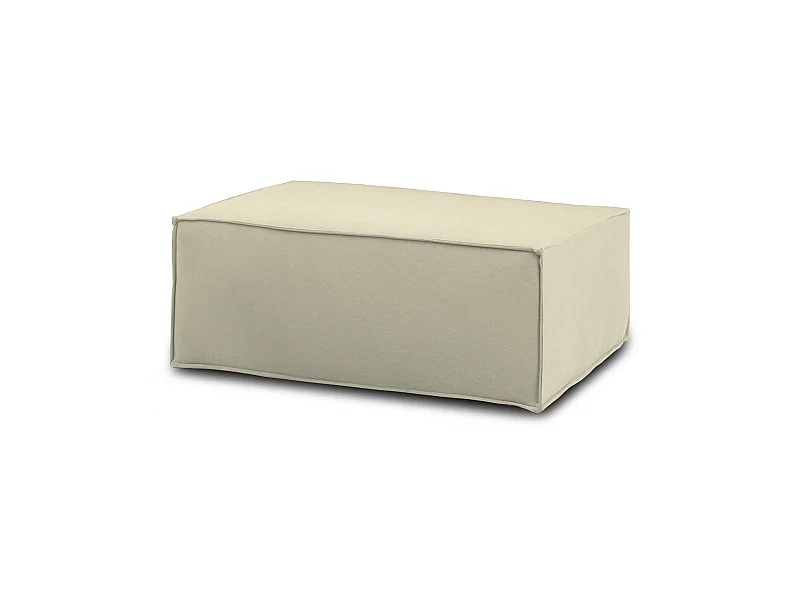 Talamo Pouf Antonella 70x100x43h cm Beige, Houten Structuur, Rechthoekig, Afneembaar, Made in Italy