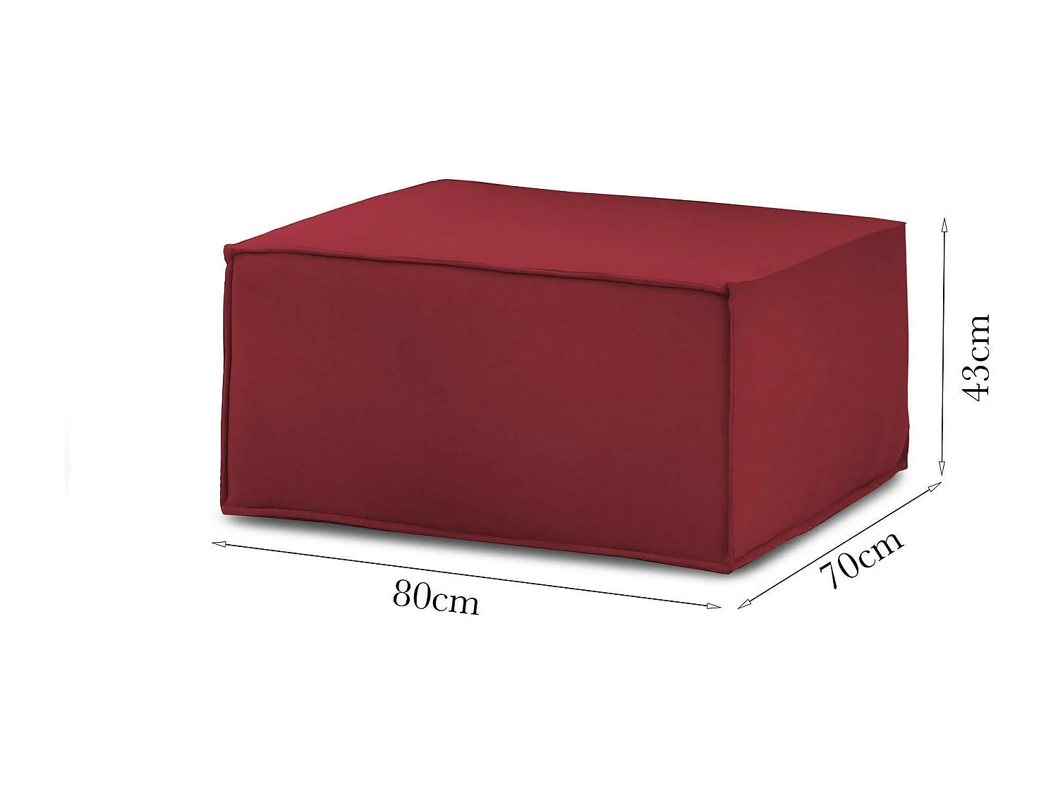 Pouf Barbara, Pouf de salon, Fauteuil relaxant en tissu rembourré, 100% Made in Italy, 80x70h43 cm, Rouge