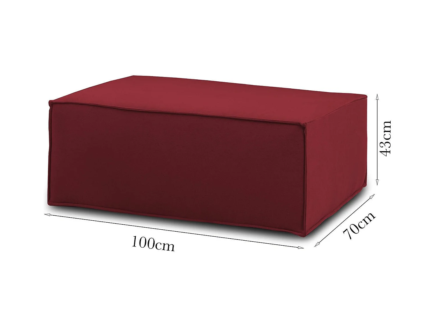 Pouf Antonella, Pouf de salon, Fauteuil relaxant en tissu rembourré, 100% Made in Italy, 100x70h43 cm, Rouge