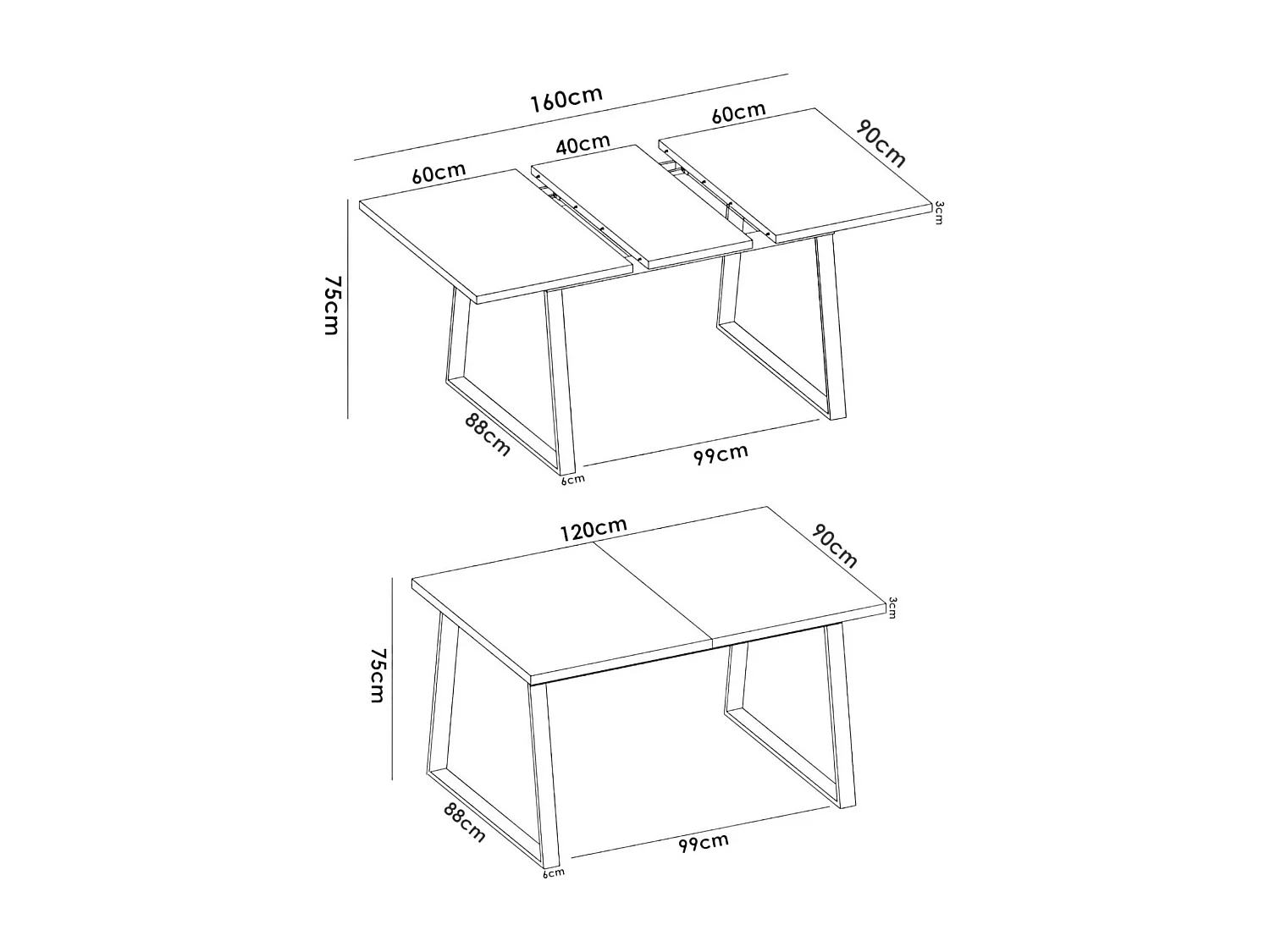 Table extensible Canale, Console de salle à manger polyvalente, Table rectangulaire de cuisine ou de salle à manger, 160x90h75 cm, Chêne Nodi