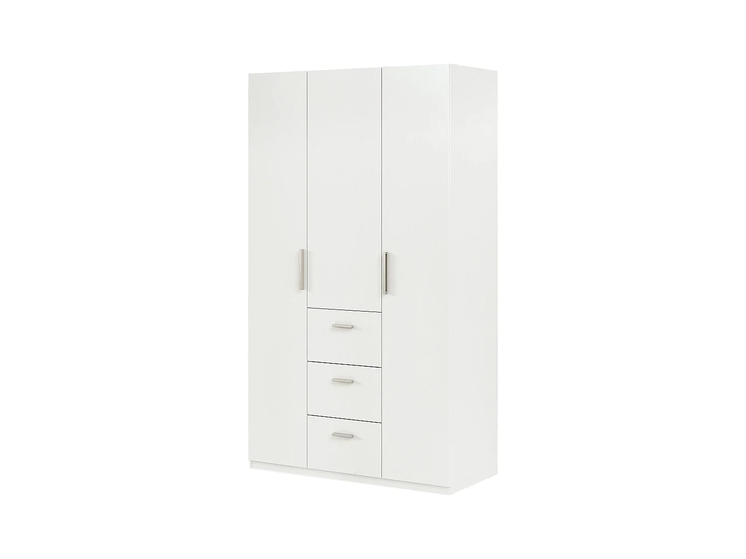 Providence kledingkast, Slaapkamerkast met 3 draaideuren, Kast met kledingroede en 3 planken, 117x52h203 cm, Wit