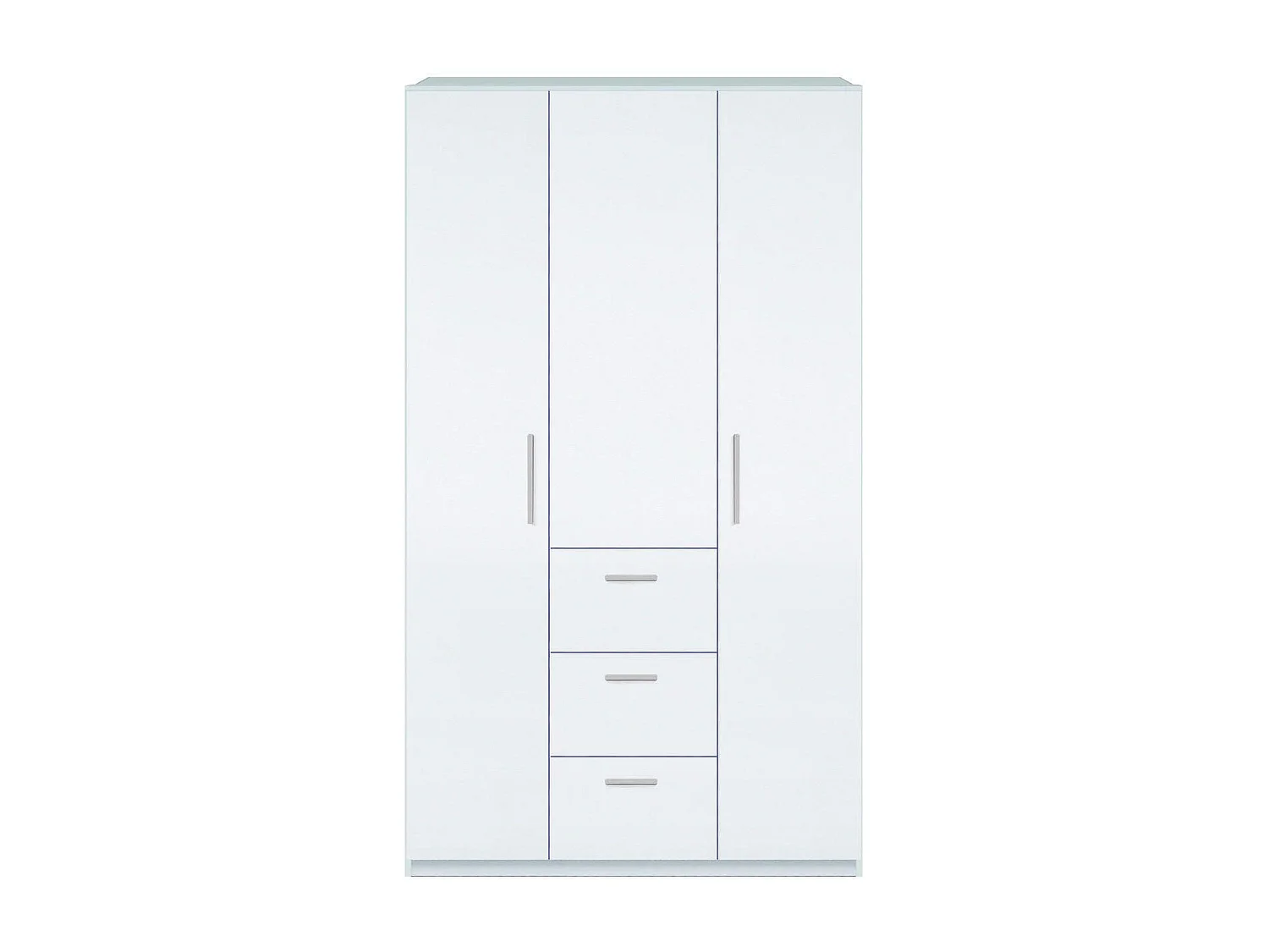 Armoire Providence, Armoire de chambre avec 3 portes battantes, Armoire avec tringle à vêtements et 3 étagères, 117x52h203 cm, Blanc
