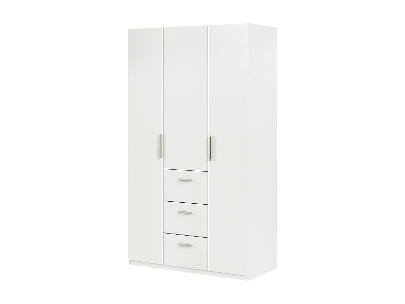 Armoire Providence, Armoire de chambre avec 3 portes battantes, Armoire avec tringle à vêtements et 3 étagères, 117x52h203 cm, Blanc