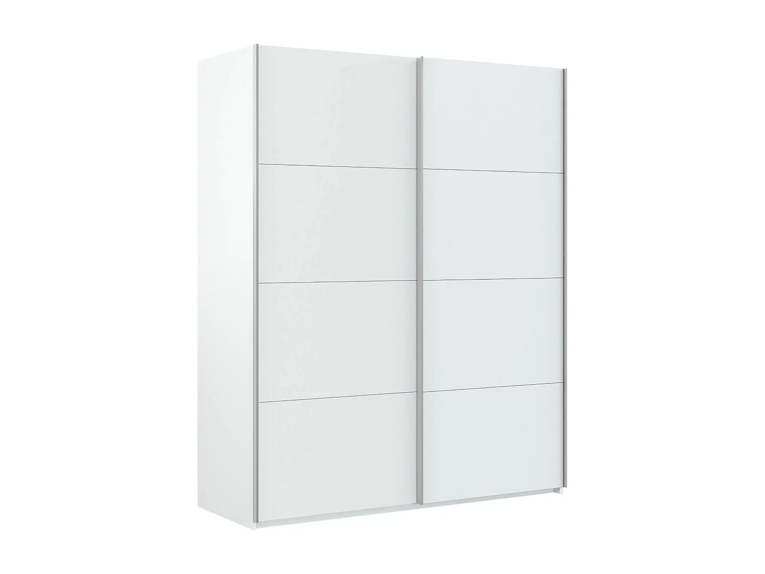 Garderobe Ponce, Schlafzimmer Kleiderschrank mit 2 Schiebetüren, Schrank mit Kleiderstange und 2 Einlegeböden, 150x60h200 cm, WeiÃŸ