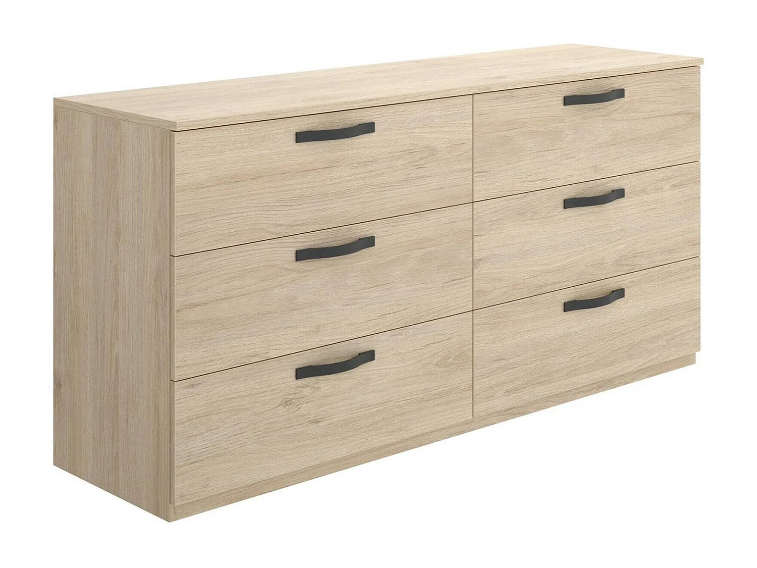 Commode Daint, Commode de chambre à coucher, Commode avec 6 tiroirs, 140x45h72 cm, Chêne